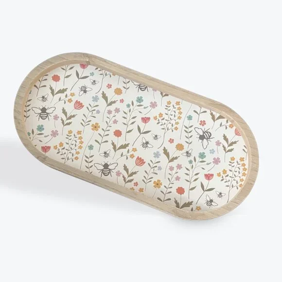 Bee Flower Oval Tray - Picture 1 of 3